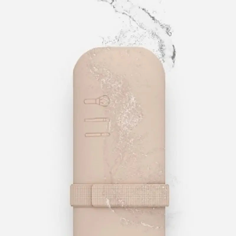Travel Makeup Brush Holder, Silicone Cosmetic Brushes Bag, Makeup Sponge Case Portable Waterproof Makeup Tools for Women Girls